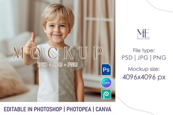 Boy T-Shirt Mockup Youth White Tee PSD