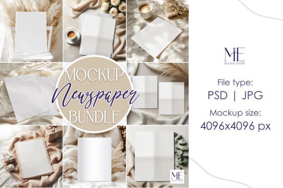 Bundle Newspaper Mockup 9 Boho Newspaper: A Creative Resource for Designers
