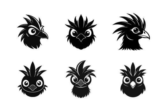 Hoatzin Bird Head Icon Bundle: A Unique Addition to Your Design Toolkit
