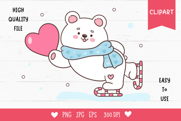 Valentine Clip Art Cute Polar Bear Love