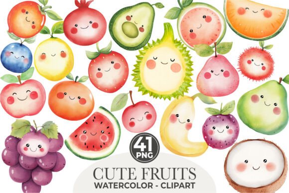 Watercolor Cute Fruits Clipart: A Whimsical Addition to Creative Projects